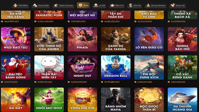 Nhiều game quay hũ chất lượng kèm jackpot cực giá trị