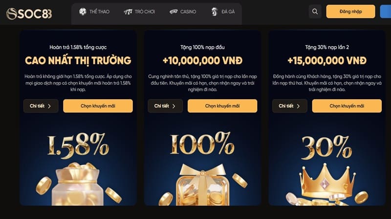 Các chương trình ưu đãi SOC88 diễn ra không ngừng nghỉ