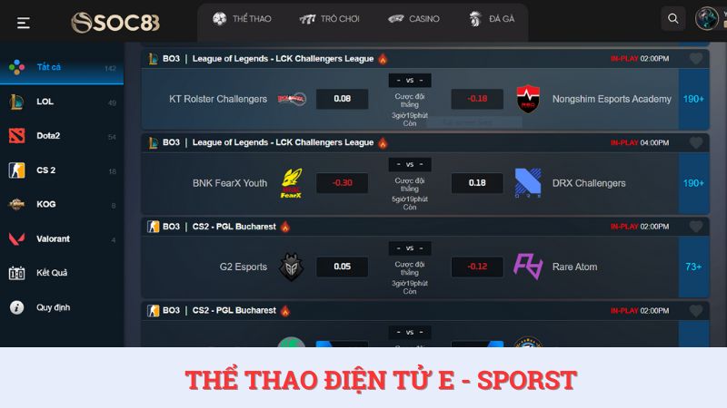 Cá cược thể thao điện tử E Sports độc đáo.
